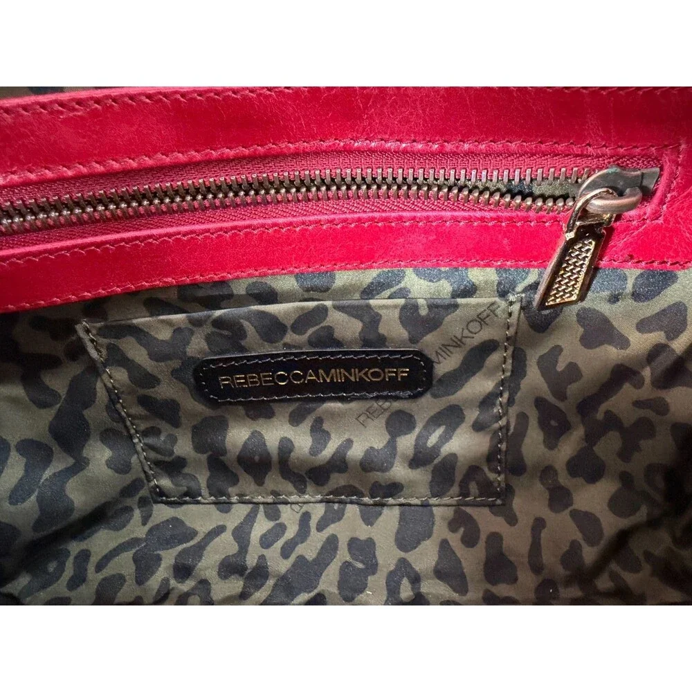 Rebecca Minkoff Studded Quilted Affair Bag Cherry Red Leather Chain Strap $395